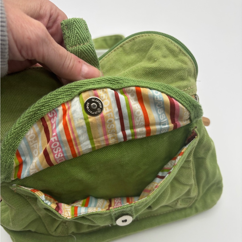 Vintage Fossil Green Canvas Mini Backpack - Casual Everyday Bag - Picture 2 of 13